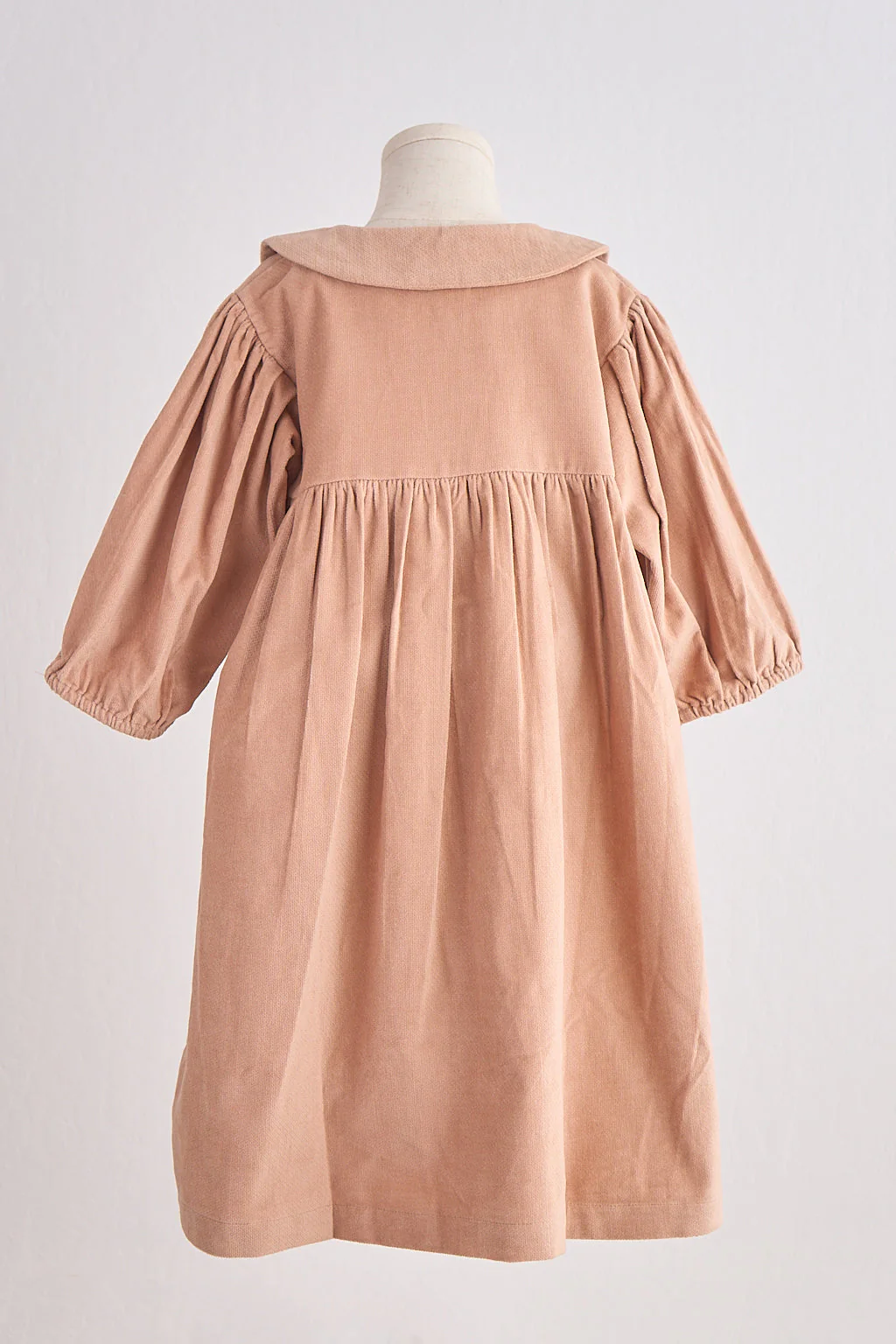 Beige floral embroidery velveteen girl dress - Image 6