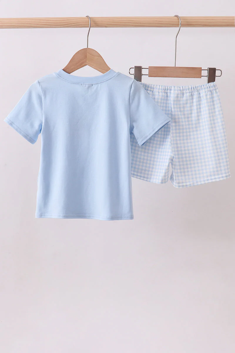 Blue big brother embroidery shorts set - Image 5