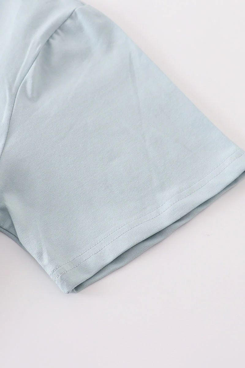 Blue blank basic t-shirt Adult Kids and baby bubble - Image 15