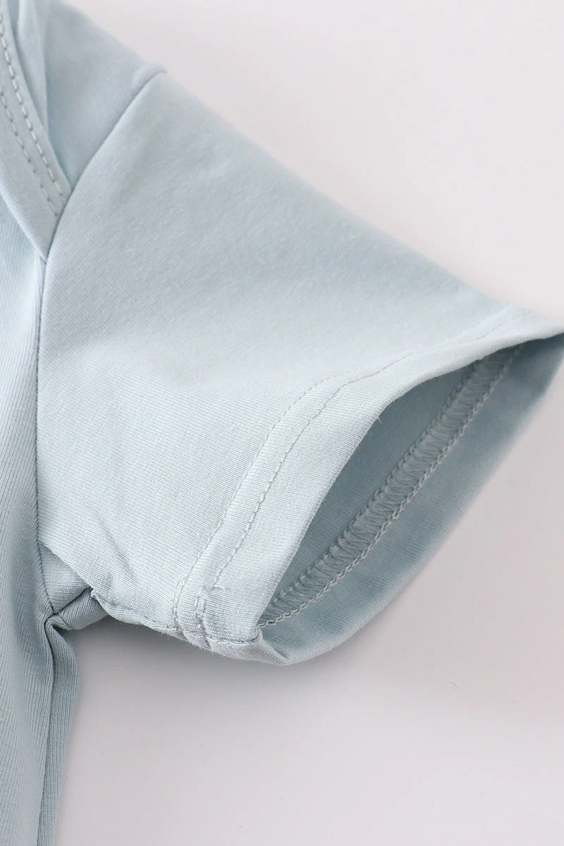 Blue blank basic t-shirt Adult Kids and baby bubble - Image 6