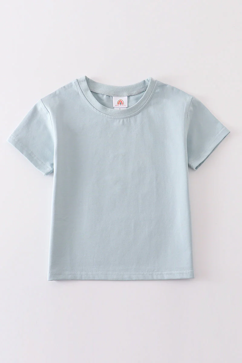 Blue blank basic t-shirt Adult Kids and baby bubble - Image 7