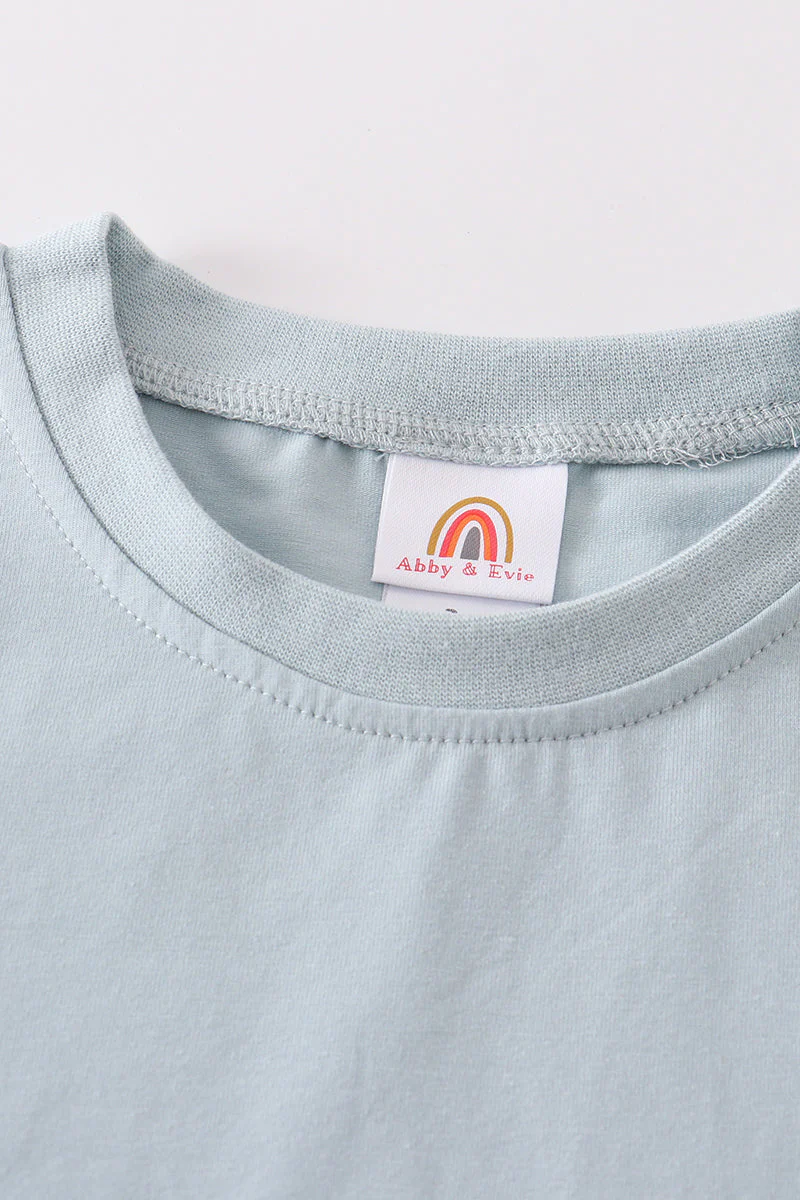 Blue blank basic t-shirt Adult Kids and baby bubble - Image 8