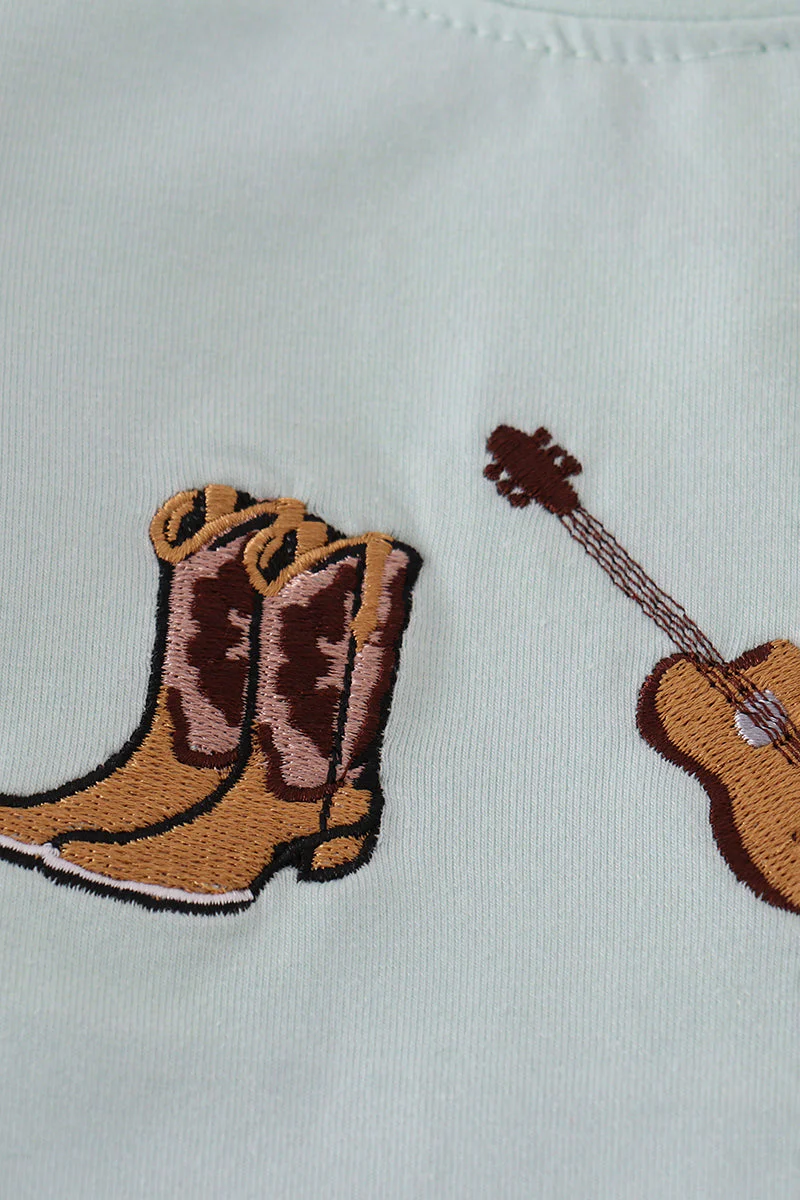 Blue boots embroidery pants set - Image 2