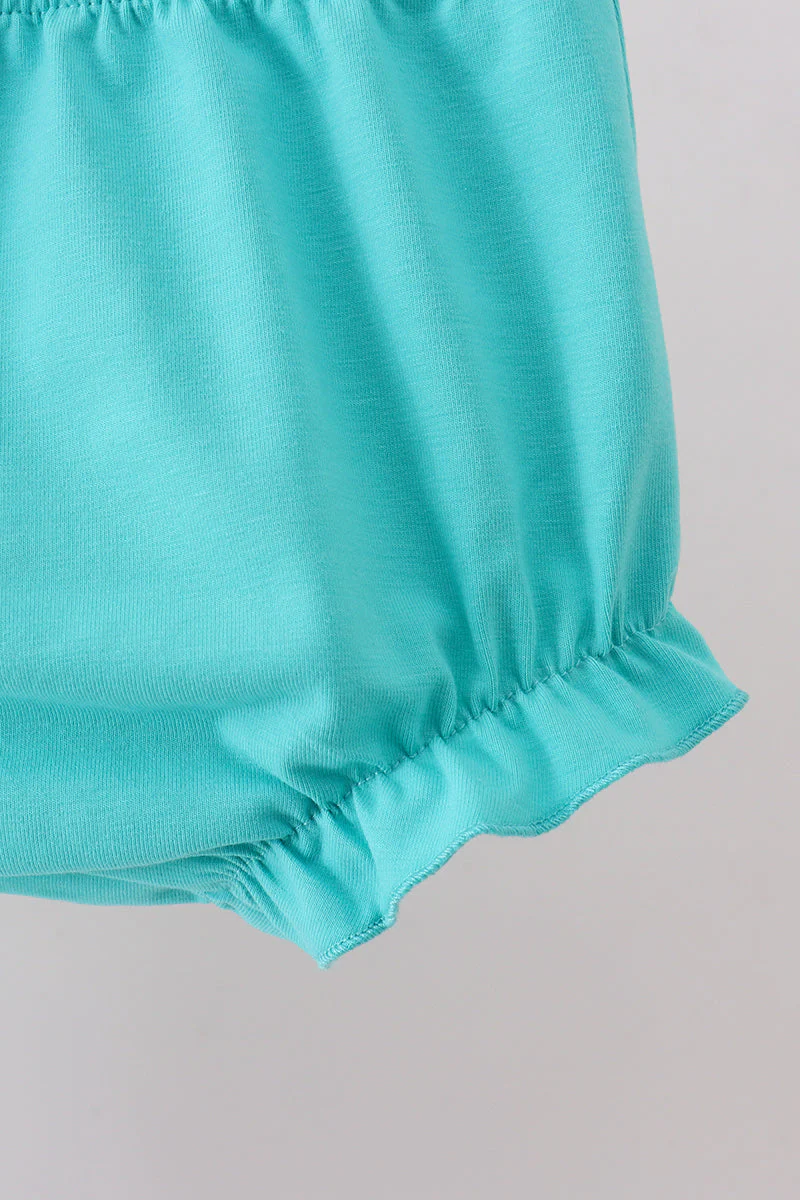 Blue bright floral ruffle bloomer set - Image 2
