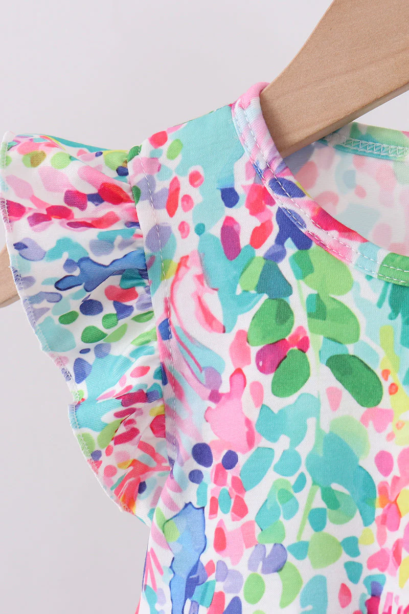 Blue bright floral ruffle bloomer set - Image 3