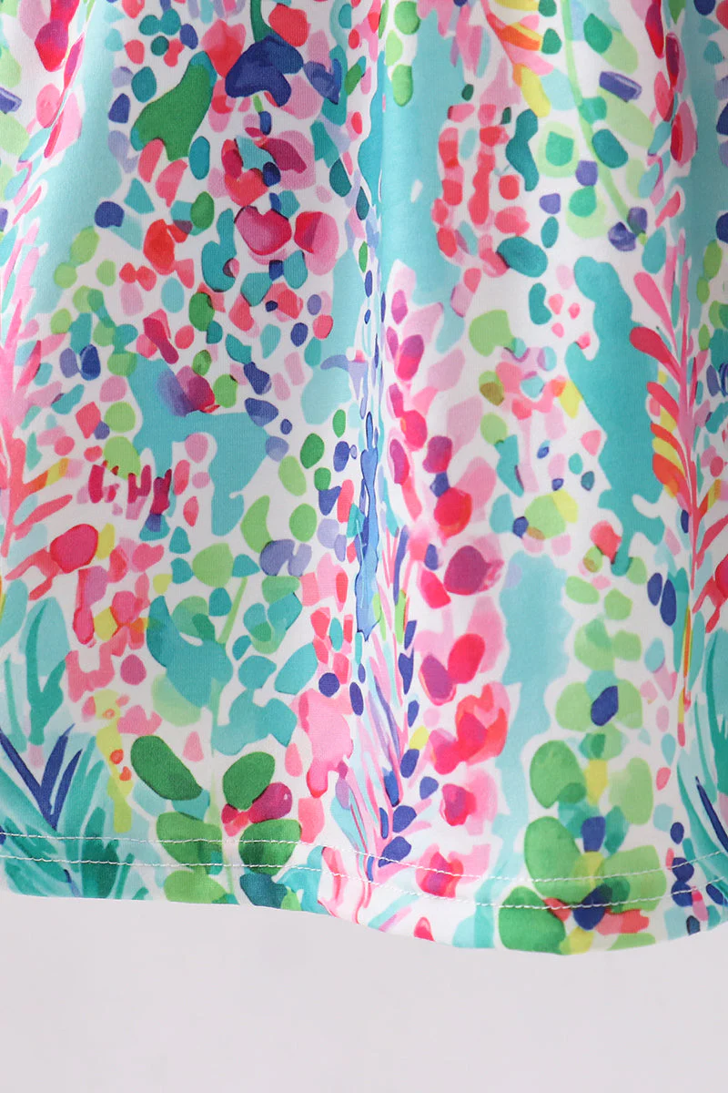 Blue bright floral ruffle bloomer set - Image 5