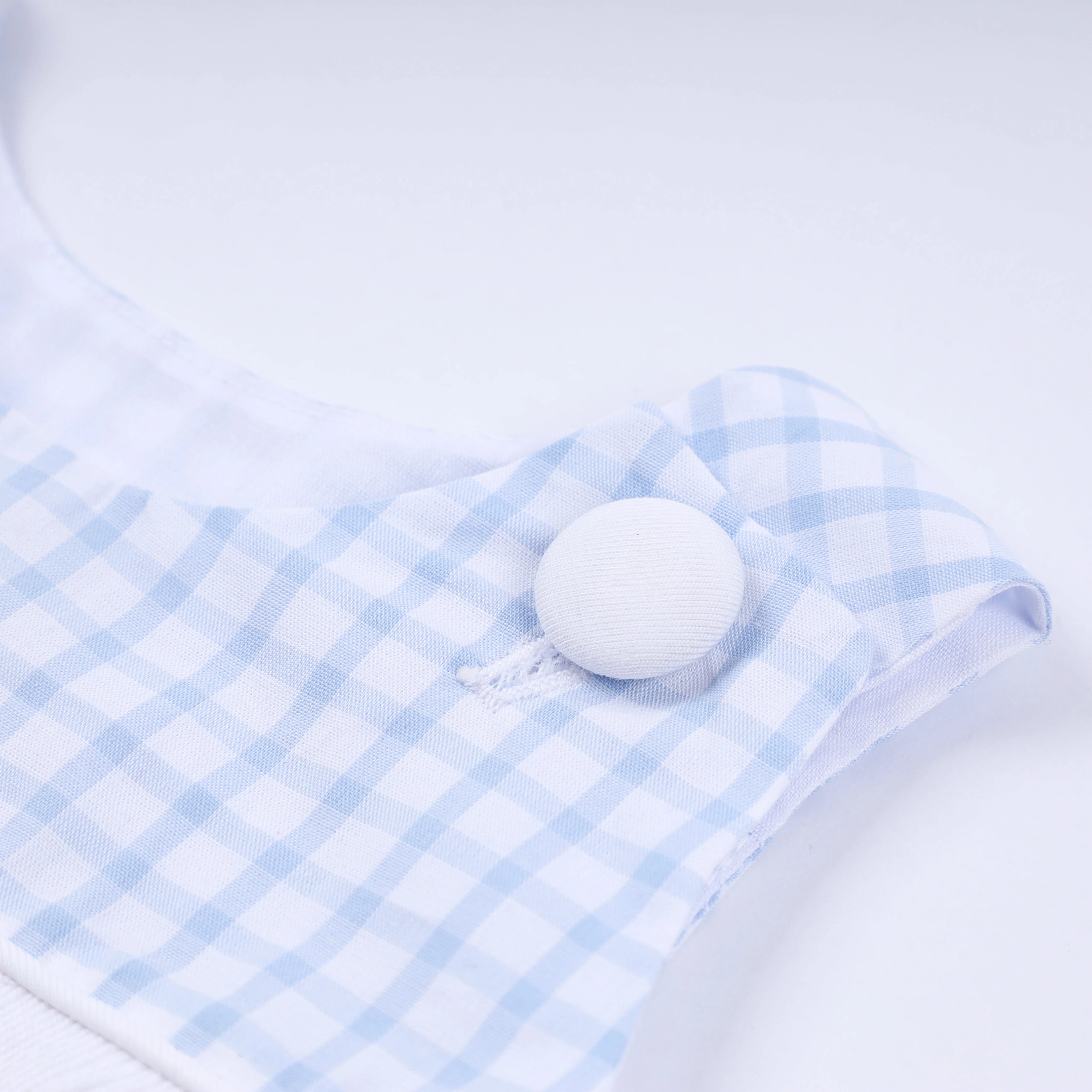 Blue character hand smocked gingham bubble - Image 6