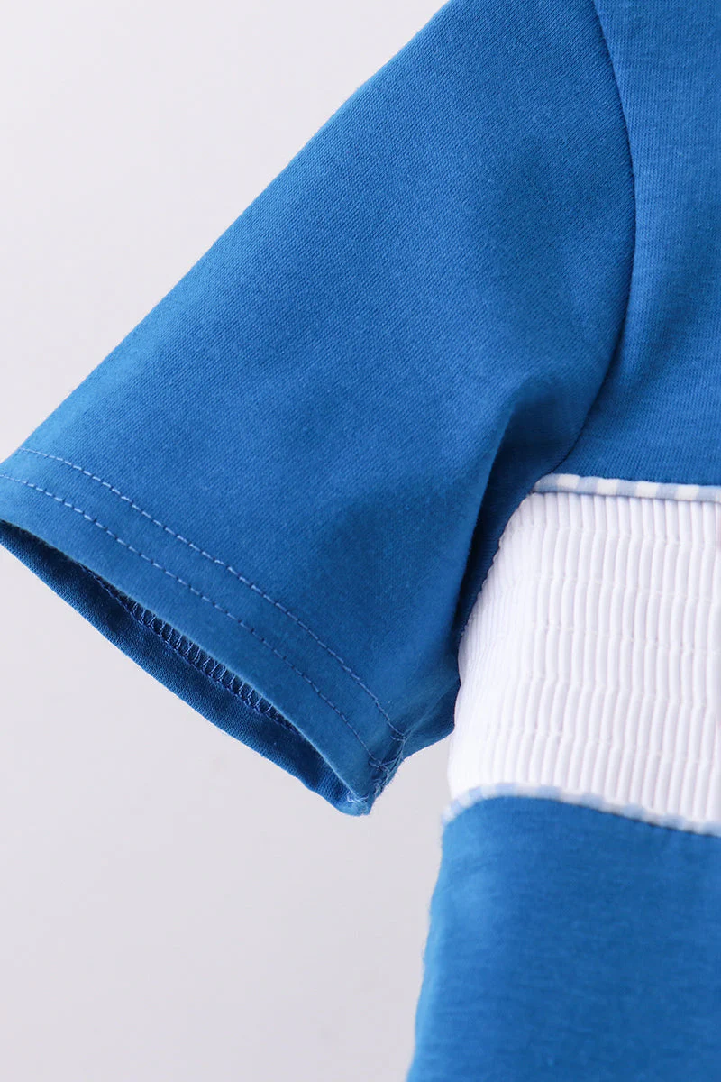 Blue character smocked gingham shorts set - Image 4