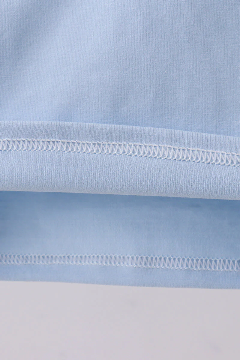 Blue construction embroidery top - Image 4