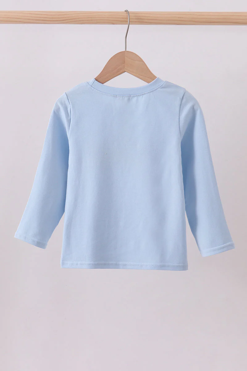 Blue construction embroidery top - Image 5