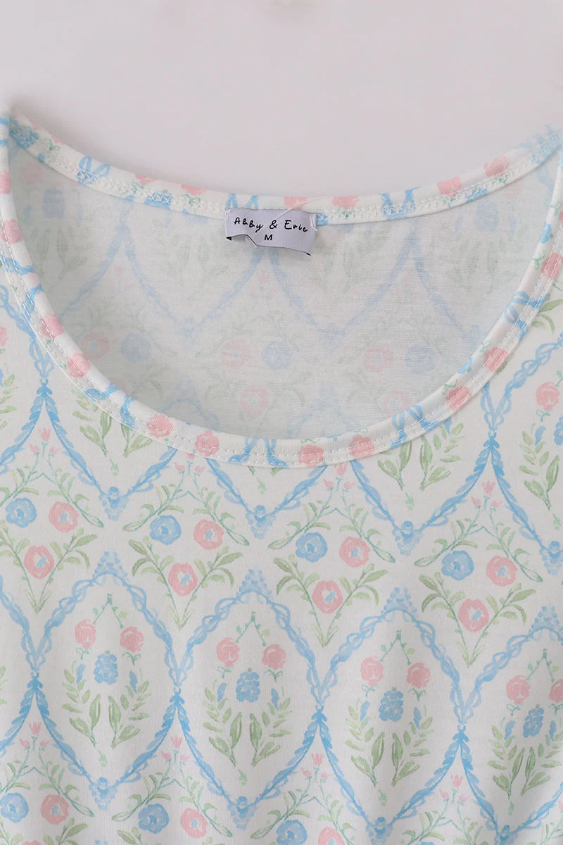 Blue delicate floral print mom dress - Image 5
