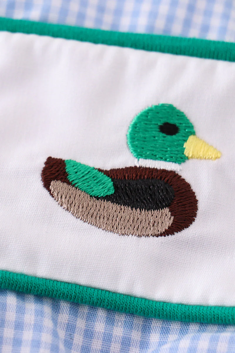 Premium Blue duck embroidery boy gingham bubble - Image 2