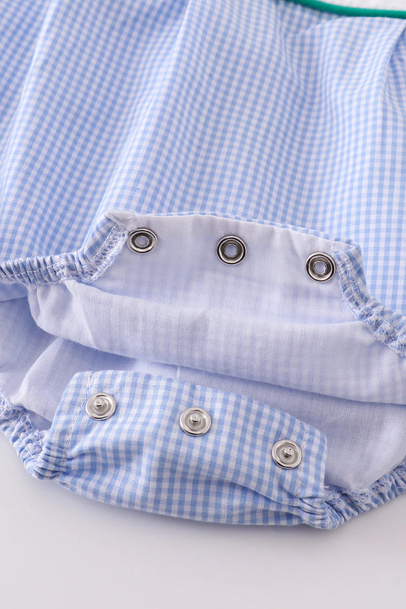 Premium Blue duck embroidery boy gingham bubble - Image 3
