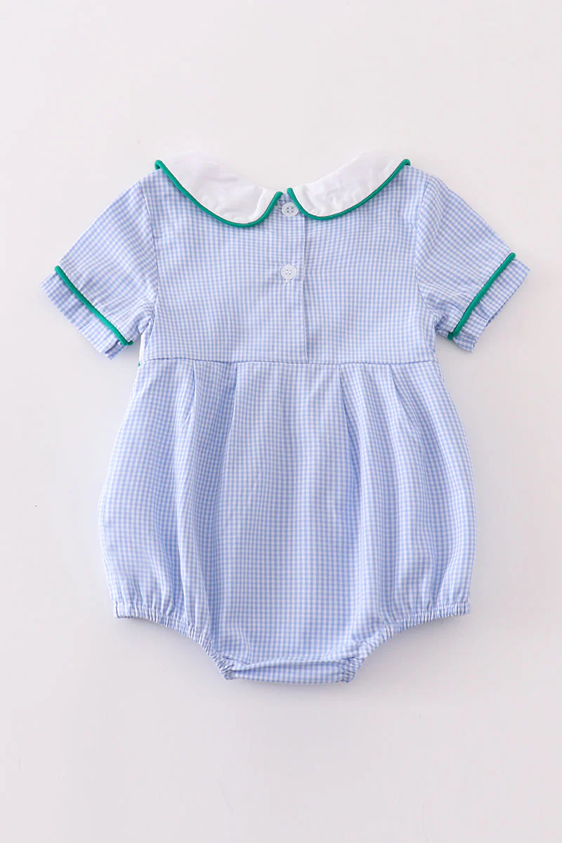Premium Blue duck embroidery boy gingham bubble - Image 4