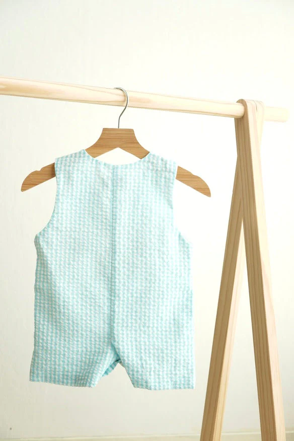Blue easter bunny egg french knot boy gingham seersucker jonjon - Image 3