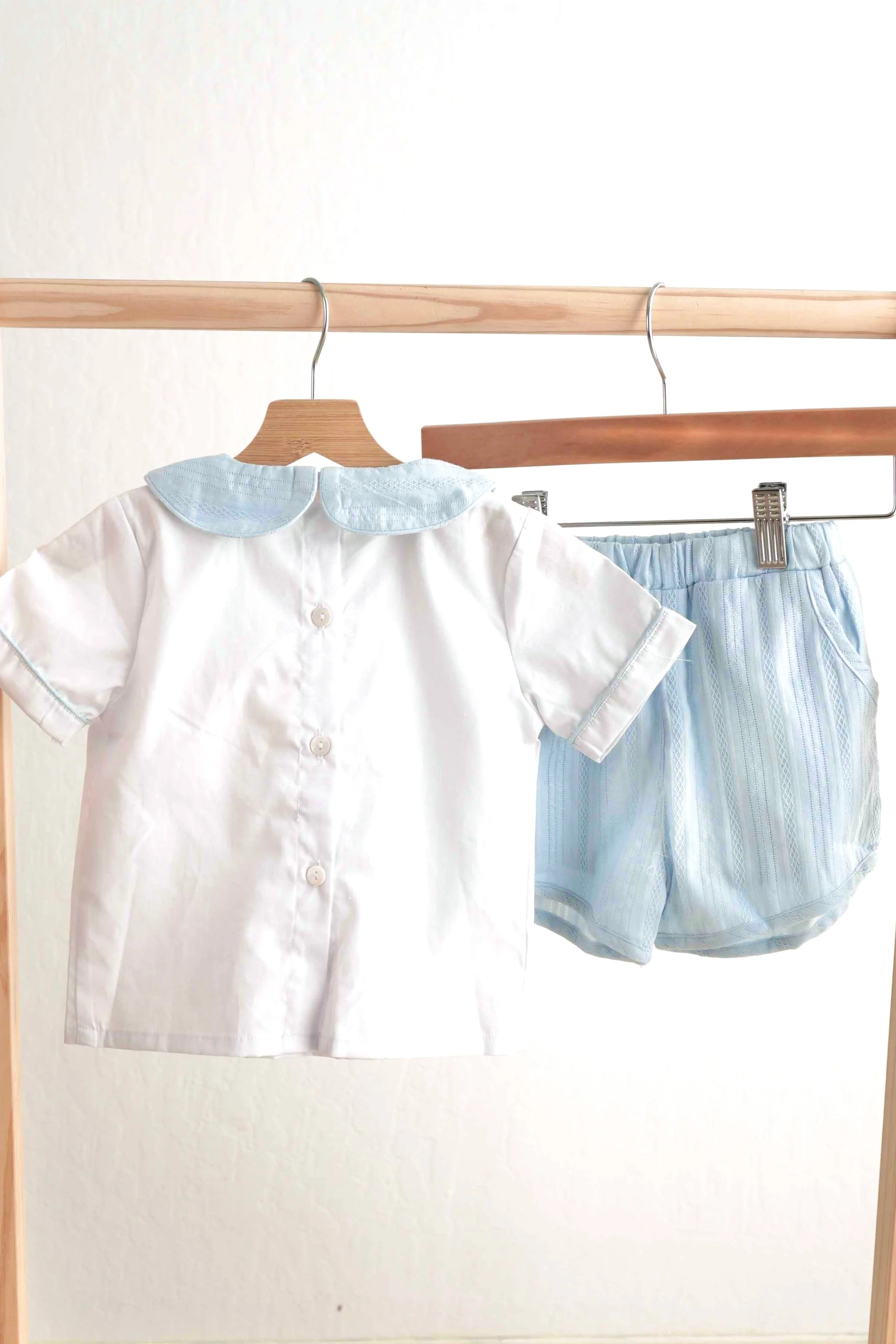Blue easter cross hand-smocked boy set - Image 3