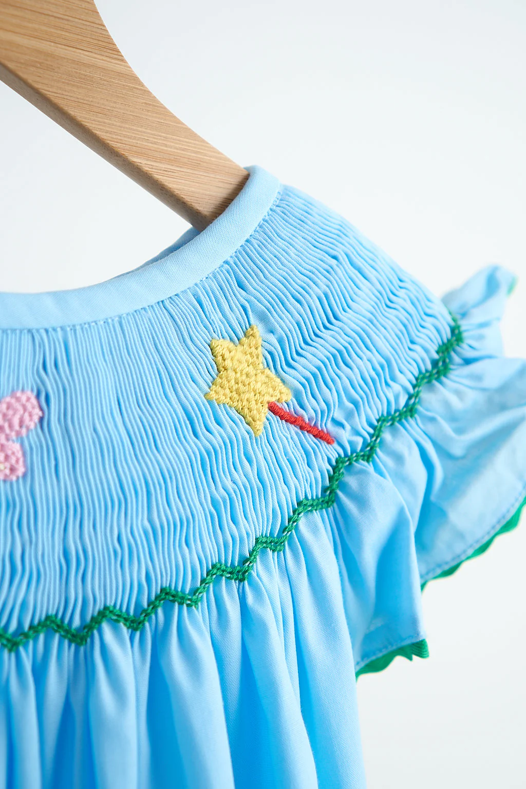 Blue fairy hand smocked dress - Image 4