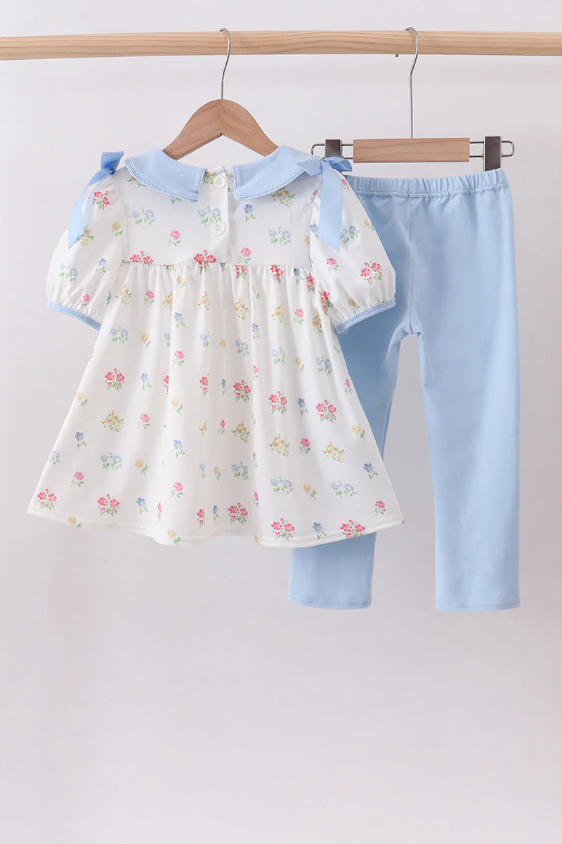 Blue floral bow pants set - Image 5