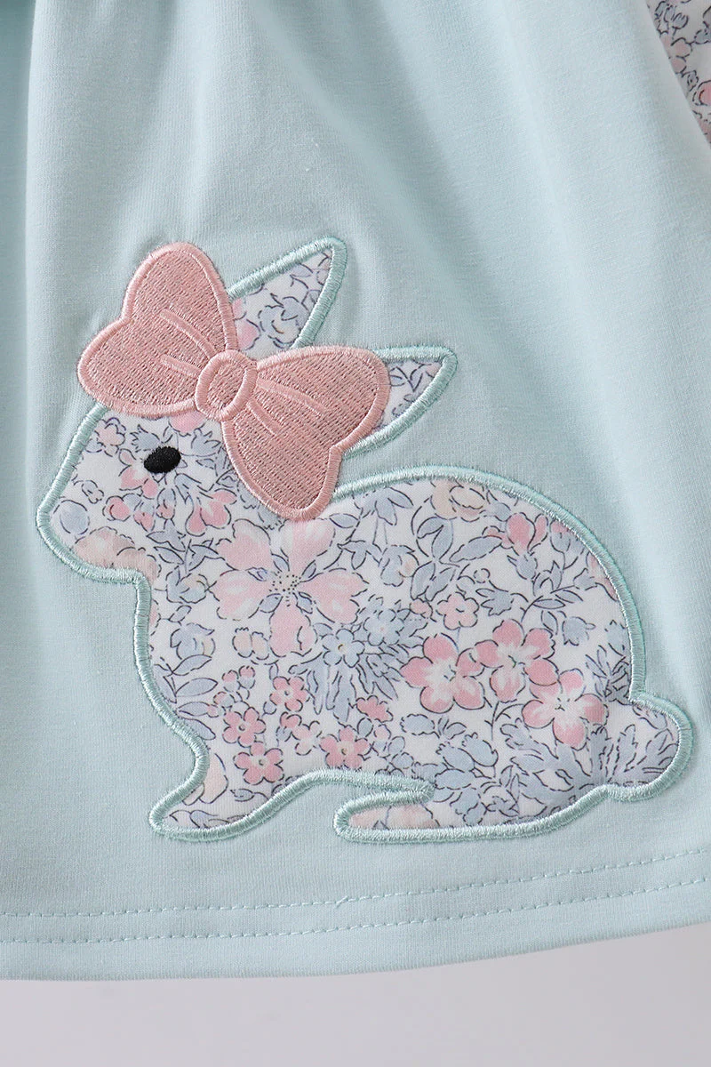 Blue floral bunny applique bloomer set - Image 3