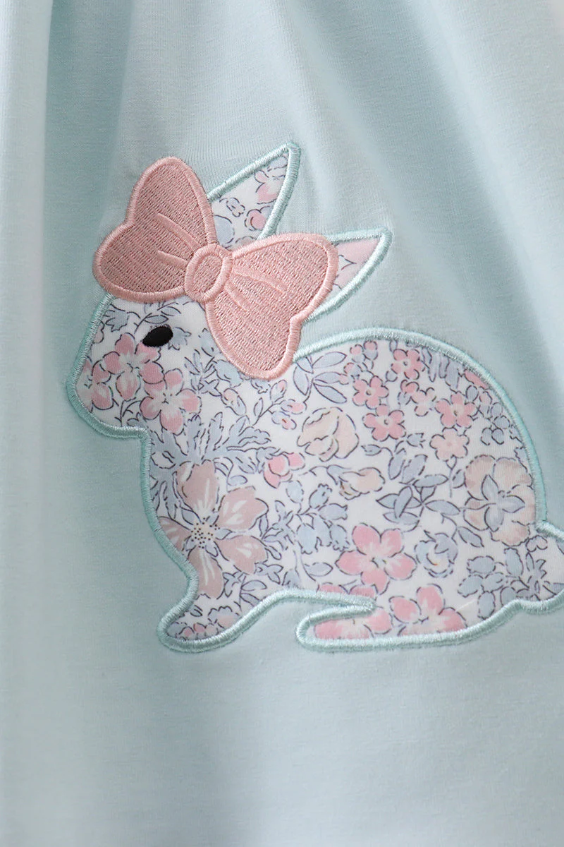 Blue floral bunny applique ruffle dress - Image 4