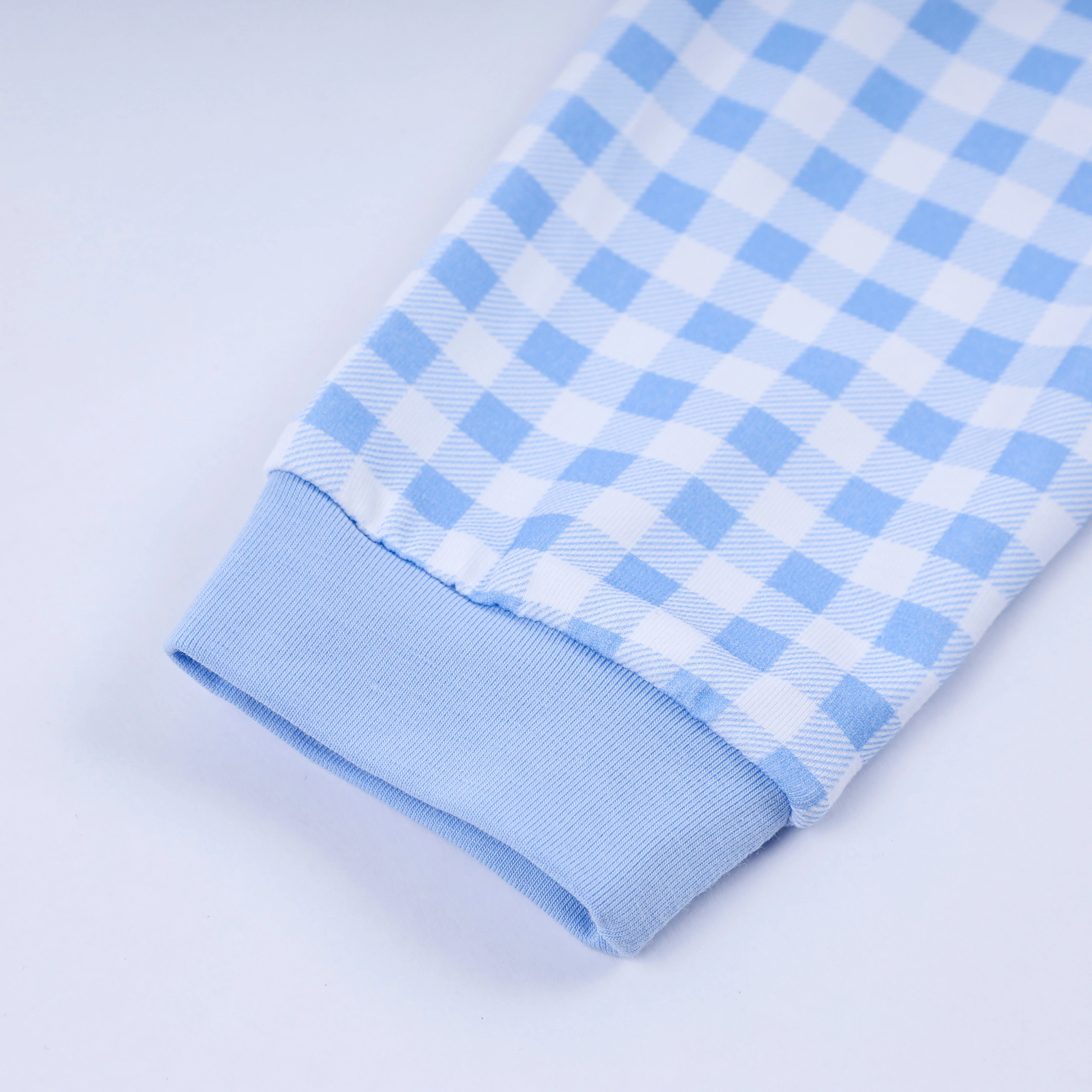 Blue gingerbread hand smocked gingham romper - Image 5