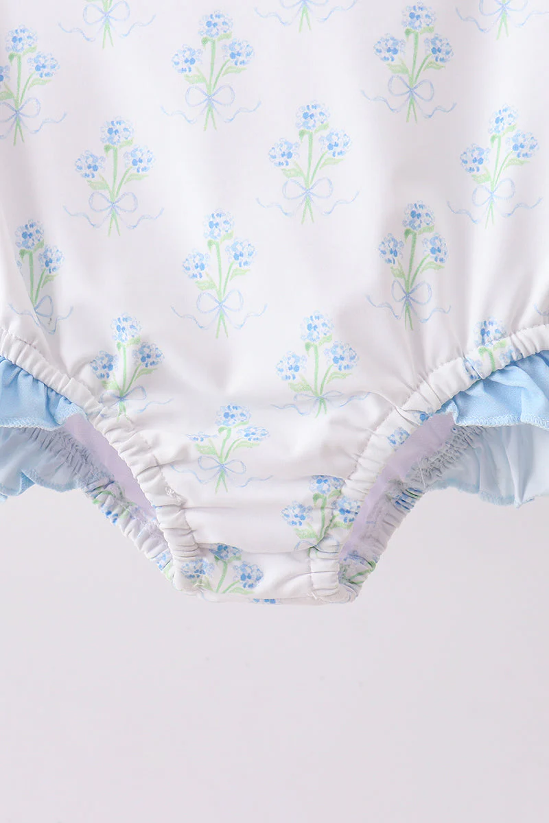 Blue I love MOM embroidery hydrangea rashgaurd - Image 2