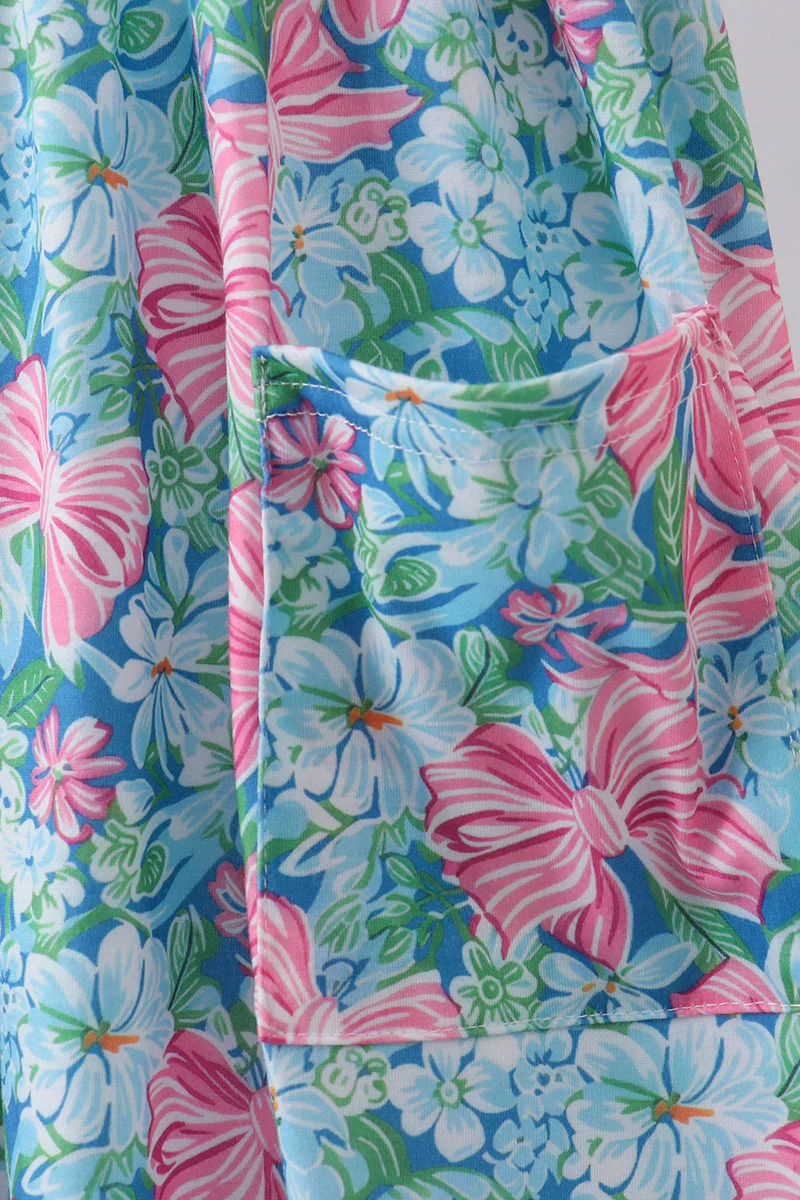 Blue I love MOMMY embroidery women dress - Image 4