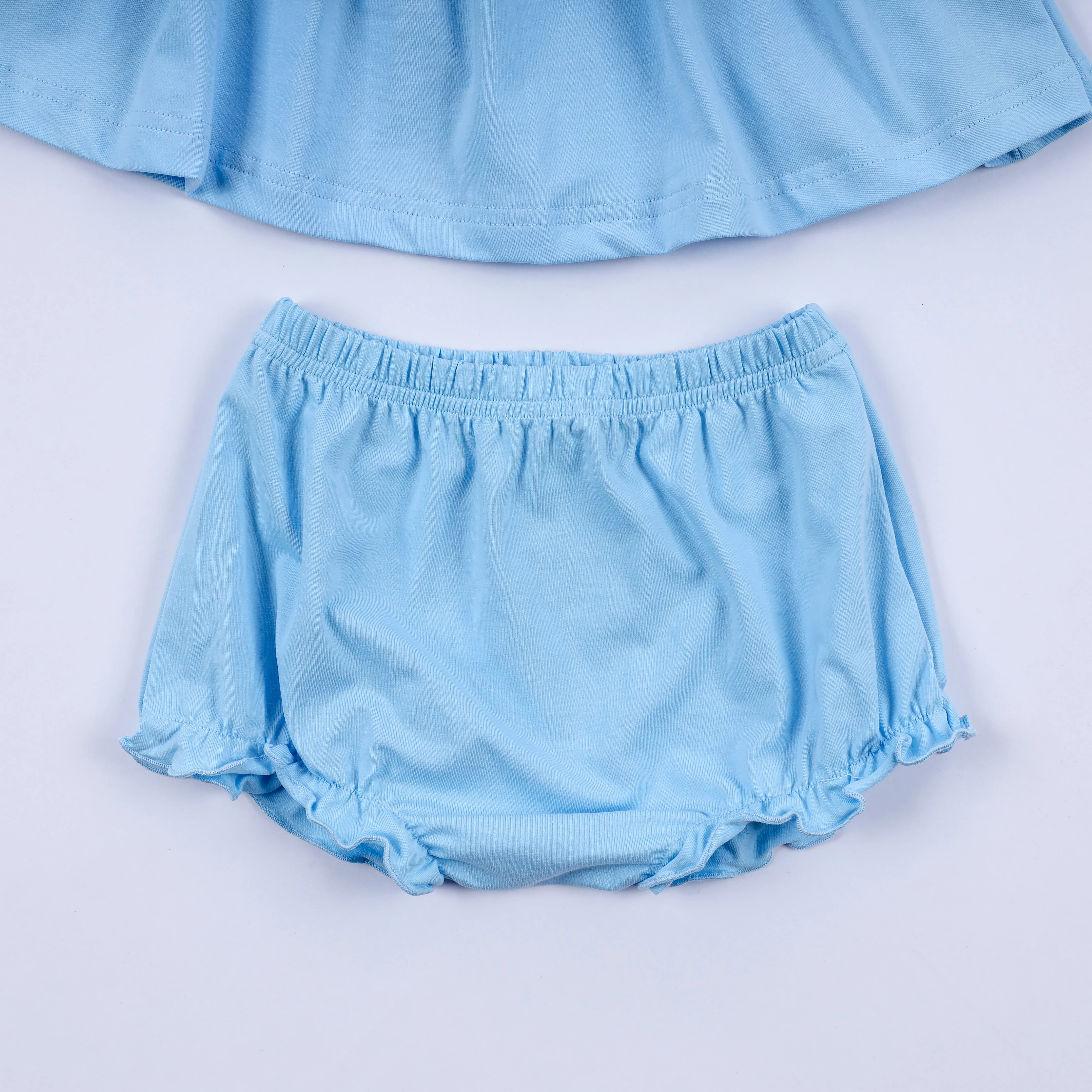 Blue nativity hand smocked bloomer set - Image 5