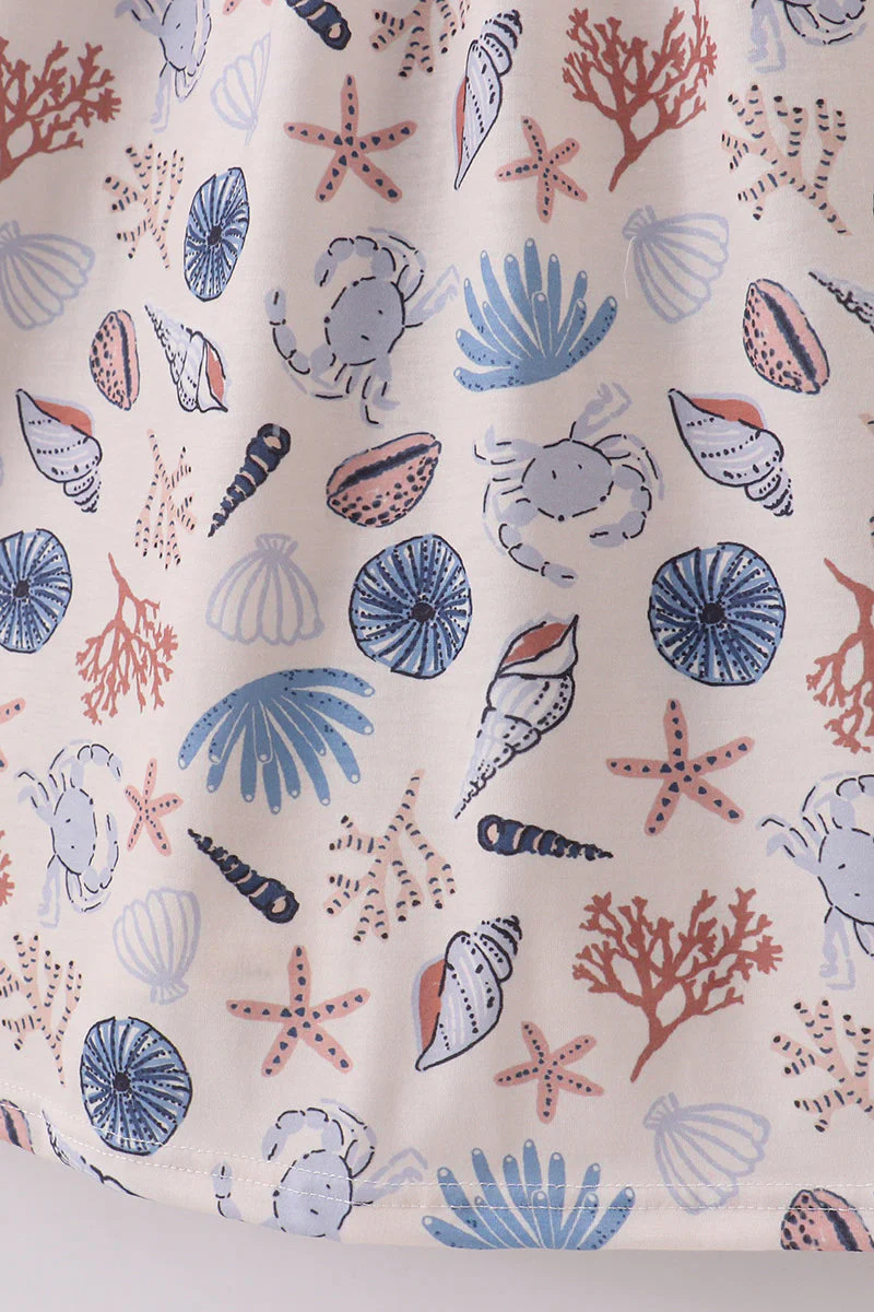 Blue ocean breeze shells print mom&me dress - Image 4