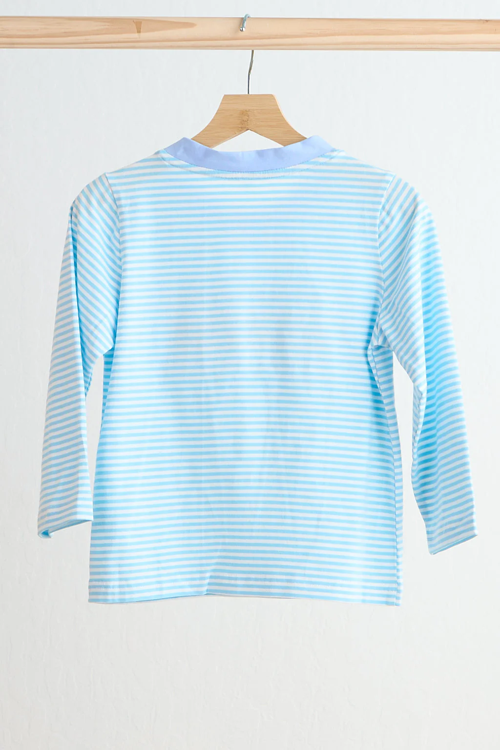 Blue puppy hand smocked boy stripe top - Image 3
