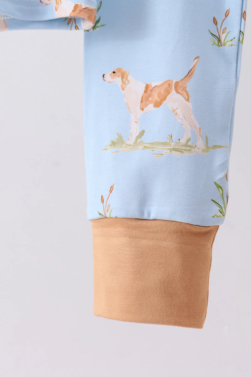 Blue puppy print bamboo pajama set - Image 3