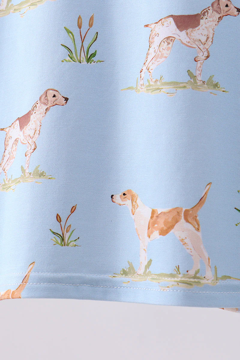 Blue puppy print bamboo pajama set - Image 4