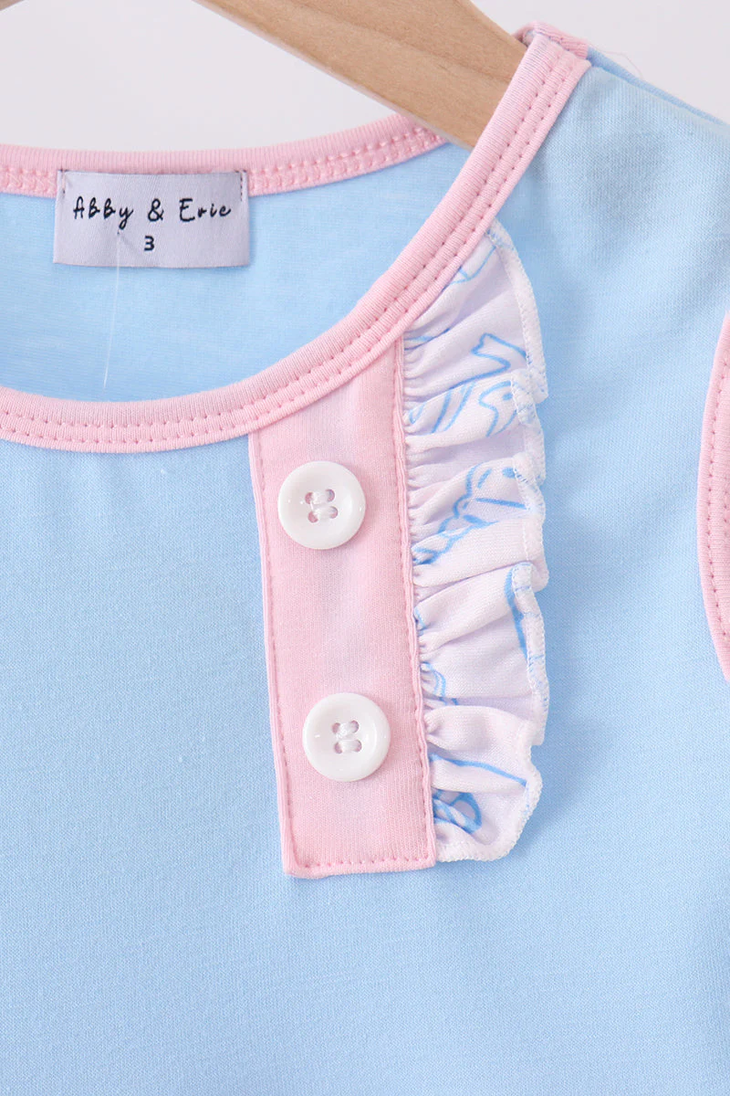 Blue shell starfish print ruffle dress - Image 4