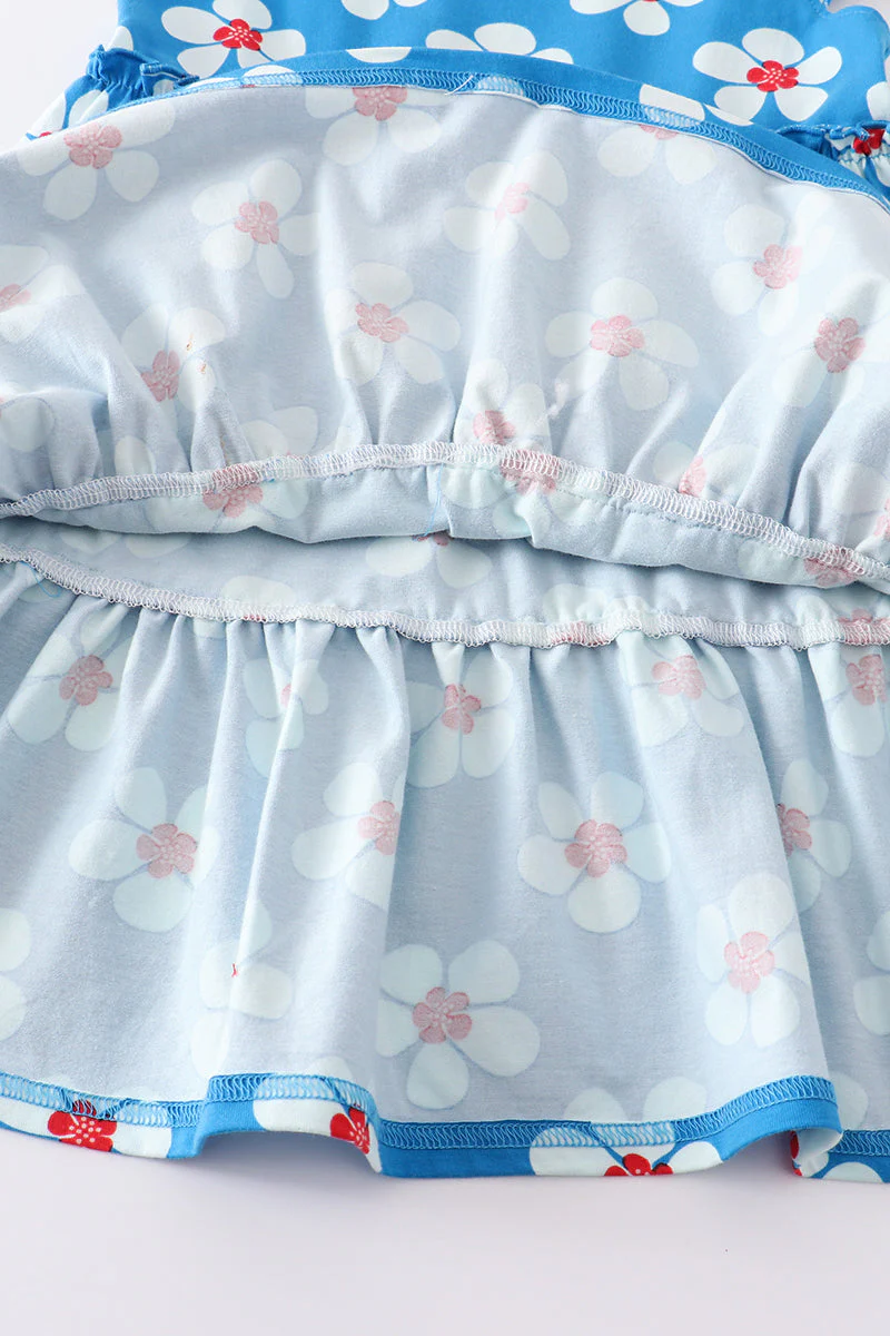 Platinum Blue & white floral print ruffle dress - Image 4