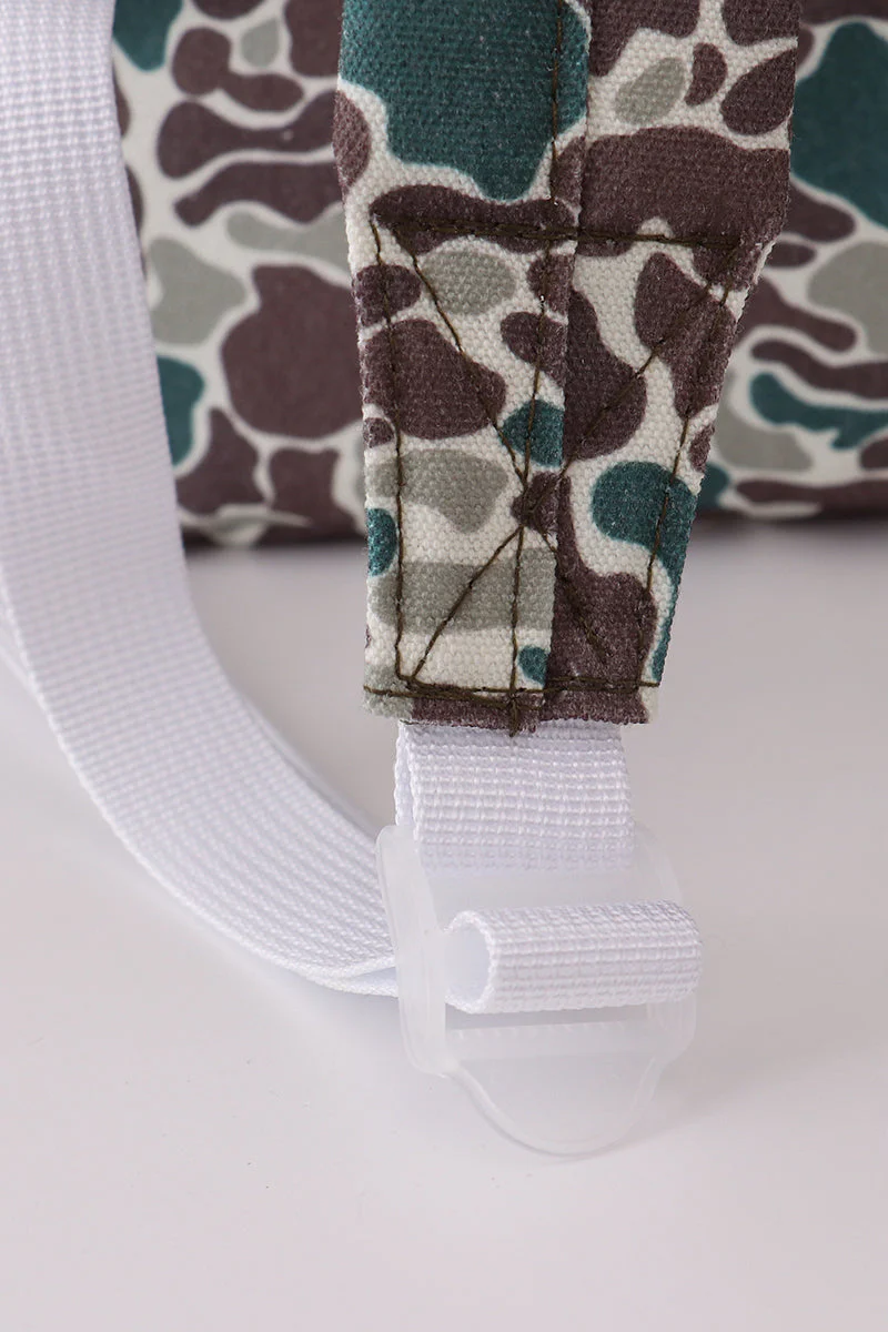 Camouflage fish embroidery canvas backpack - Image 8