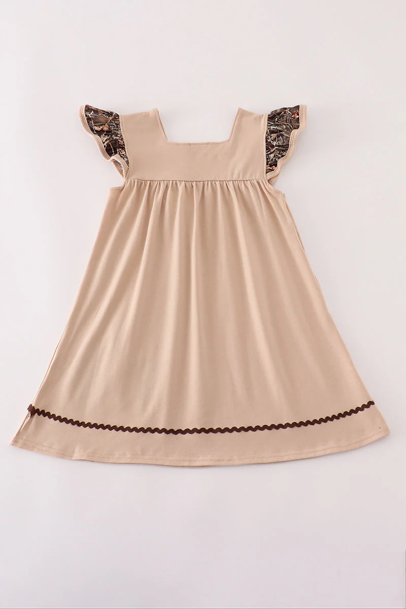 Camouflage hound embroidery ruffle dress - Image 4