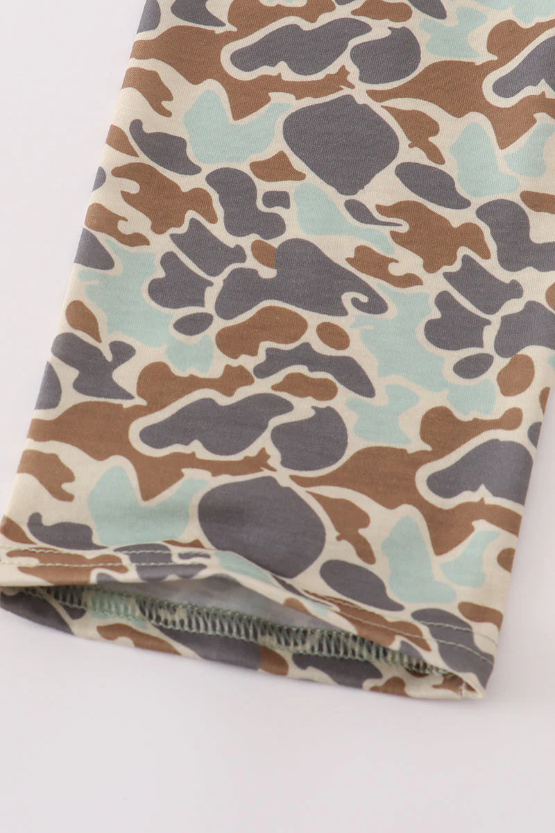 Camouflage print pumpkin applique pants set - Image 3