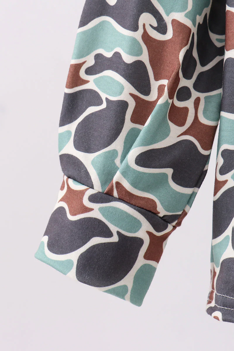 Camouflage puppy hunting embroidery button shirt - Image 3