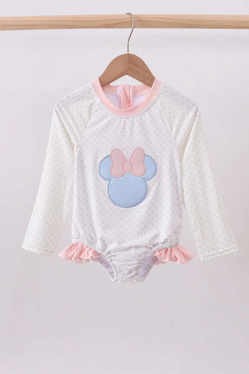 Character applique  ruffle rashguard