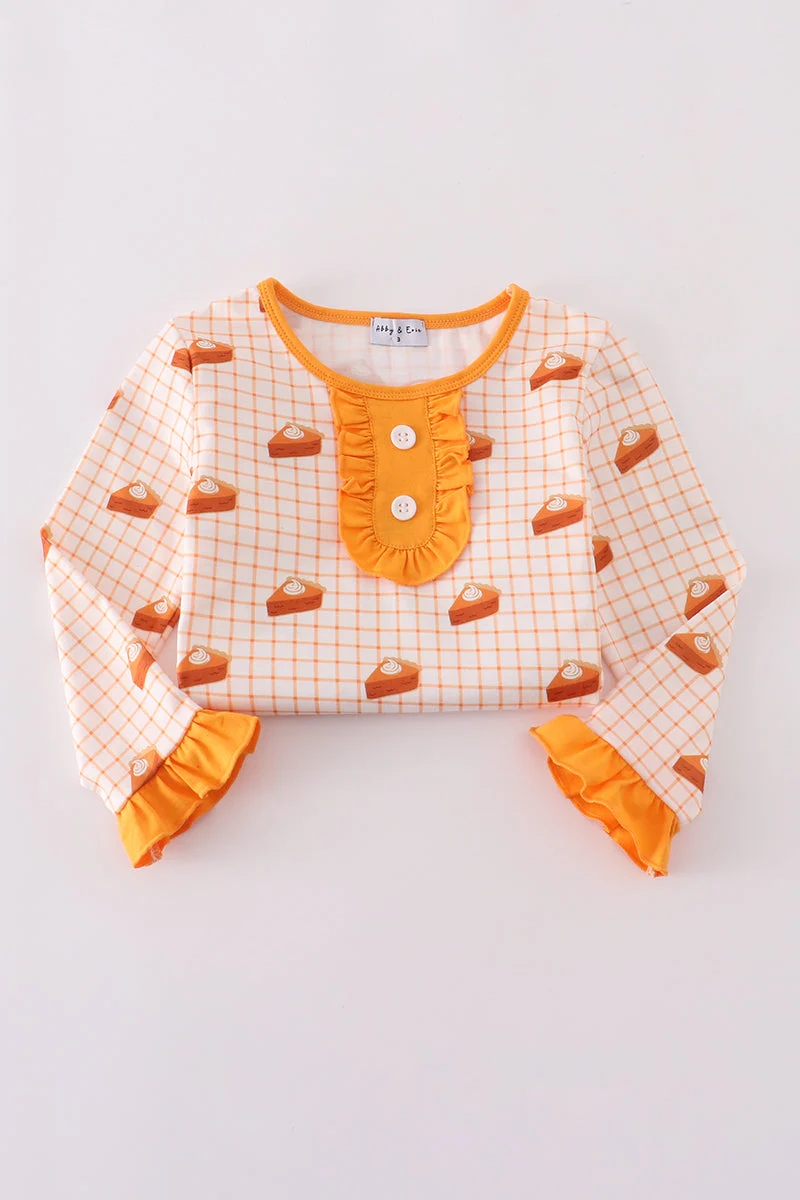 Cream sweet as pie print ruffle pajamas set - Image 5