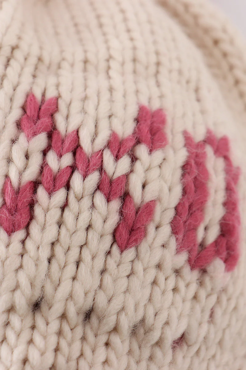 Cream XOXO knit beanie pom pom hat - Image 5