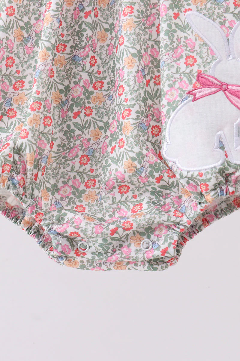 Floral bunny applique ruffle bubble - Image 4