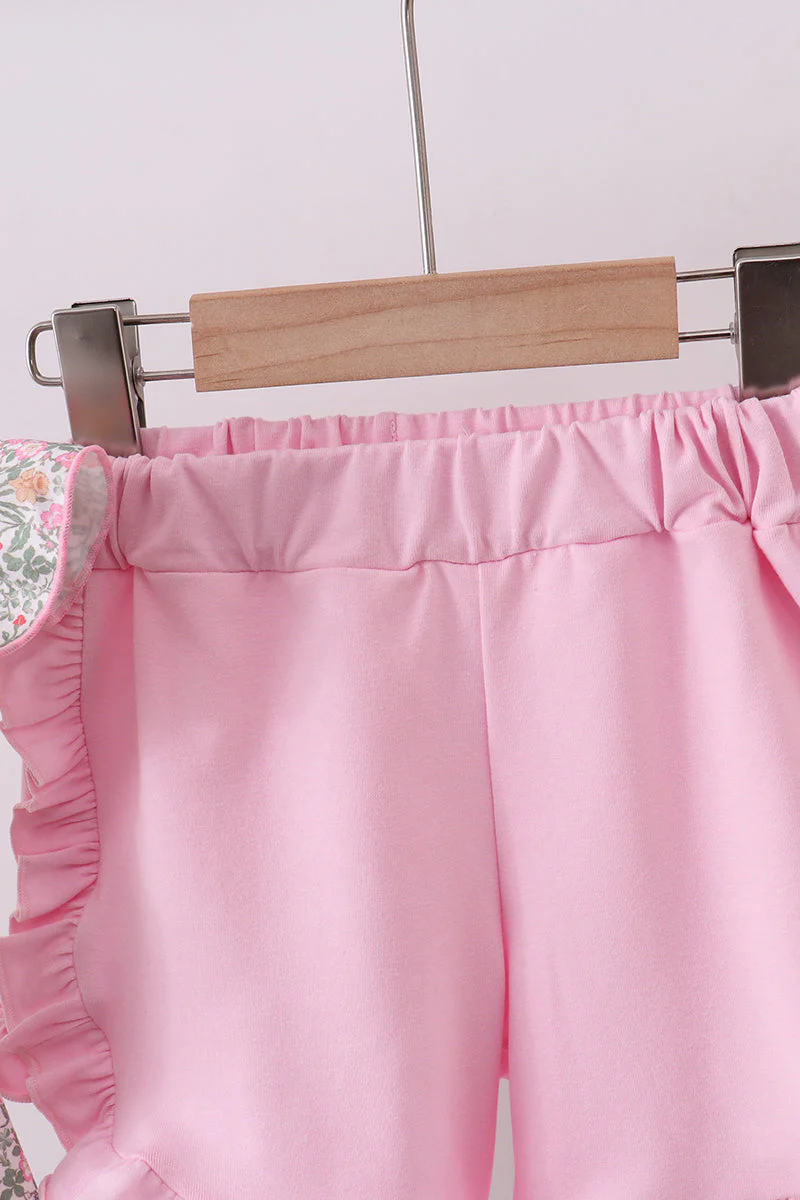 Floral bunny applique ruffle shorts set - Image 4