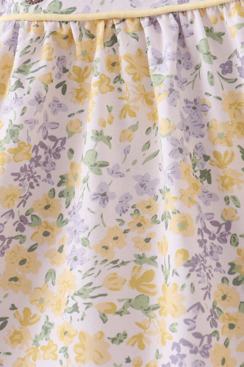 Floral bunny bow embroidery ruffle dress - Image 4