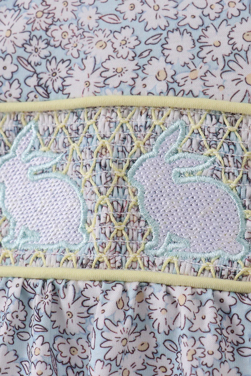 Floral bunny smocked bubble - Image 2