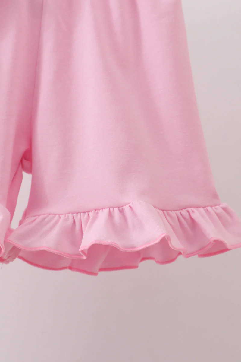 Floral print big sister smocked ruffle shorts set - Image 3