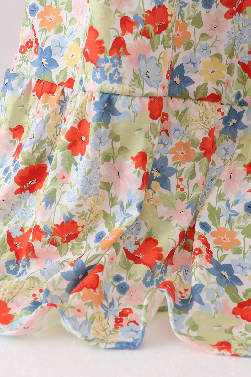 Floral smocked women tiered dress - Image 4