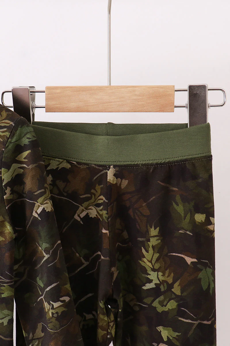 Forest Leaf Camo bamboo pajama pants set - Image 2