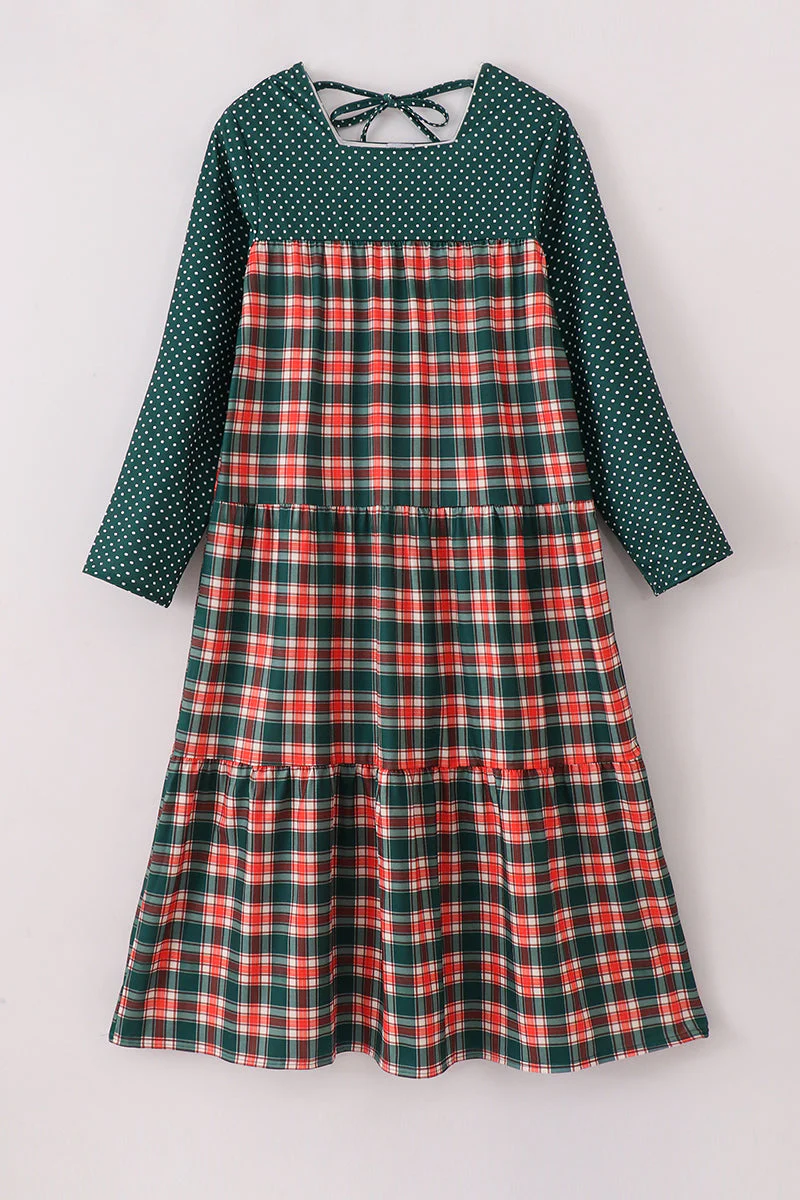 Forest merry christmas plaid mom&me dress - Image 2