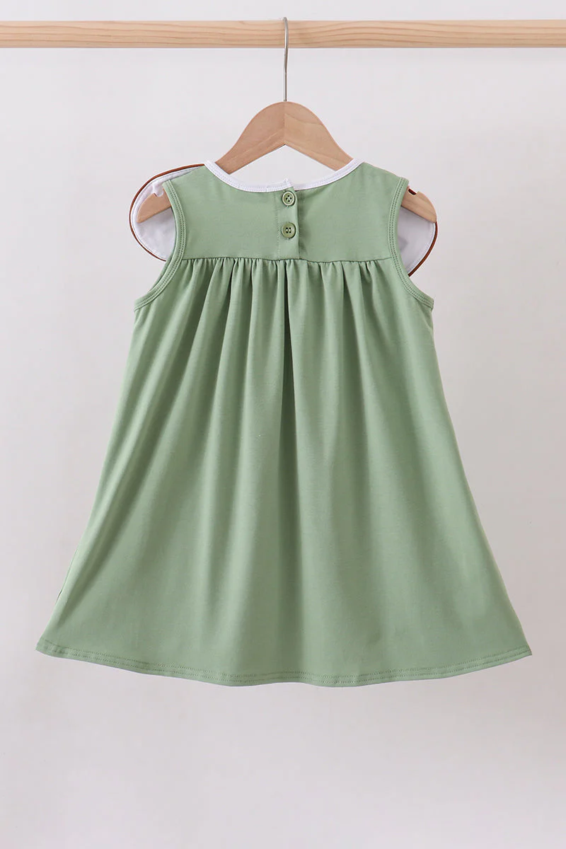 Green camoflage cross applique dress - Image 4
